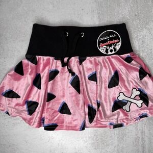 Dolls Kill Hanna Barbera Flintstones Pink Cartoon Mini Skirt Small Bones X